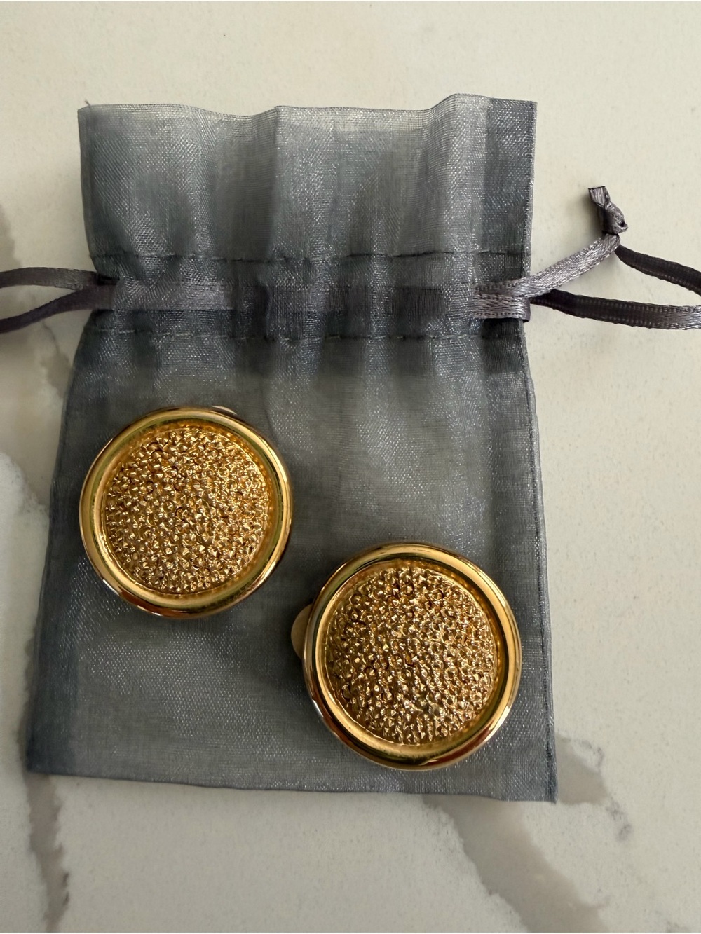 St. John Gold Textured Round Brooch Pair